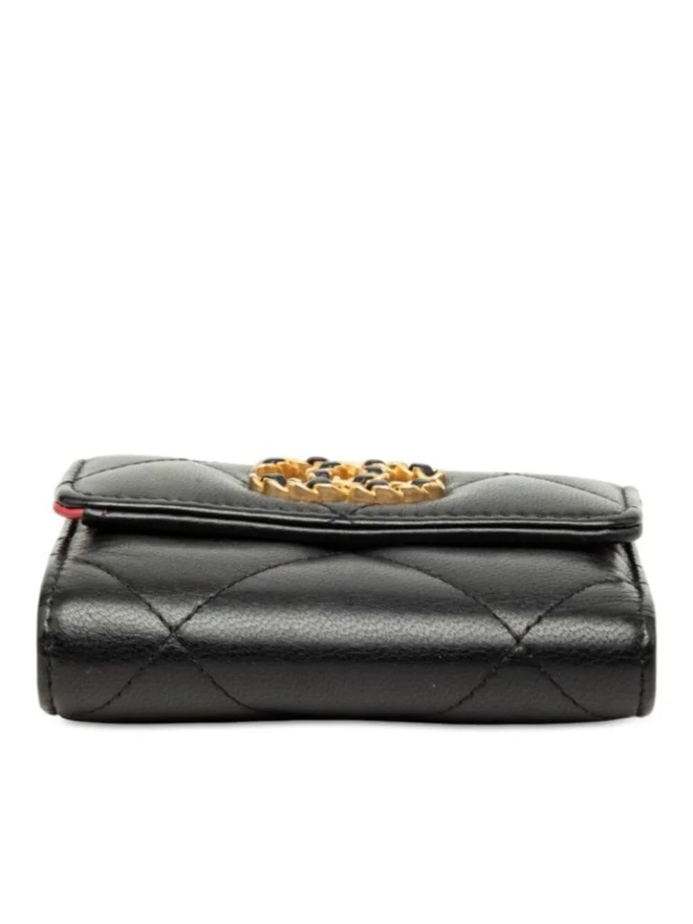 Chanel 19 Diznow CC Logo Tri Foldwallet Smallflap Wallet Black
